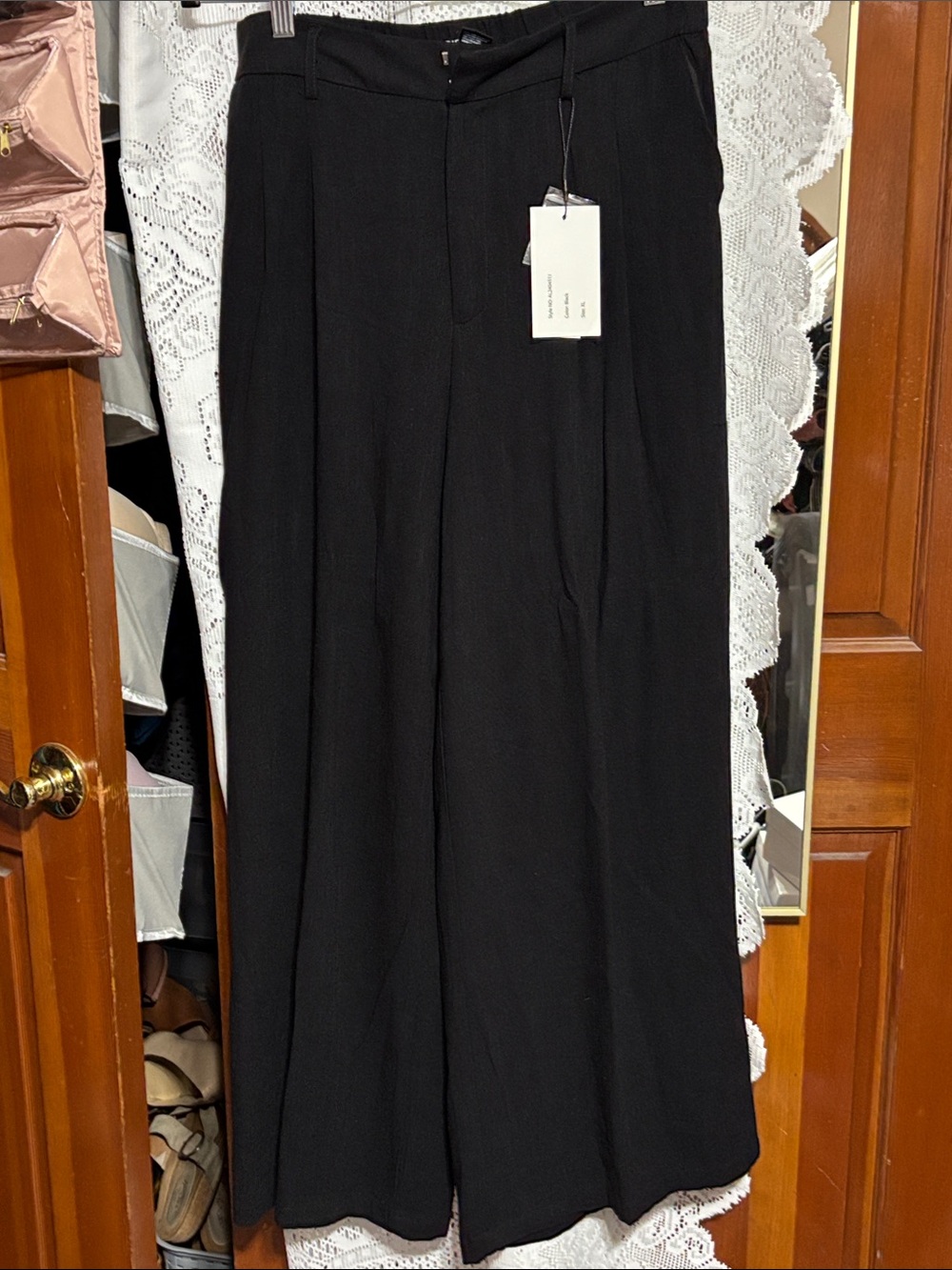 Blenca Black High-Waist Linen blend Wide Pants Size XL NWT